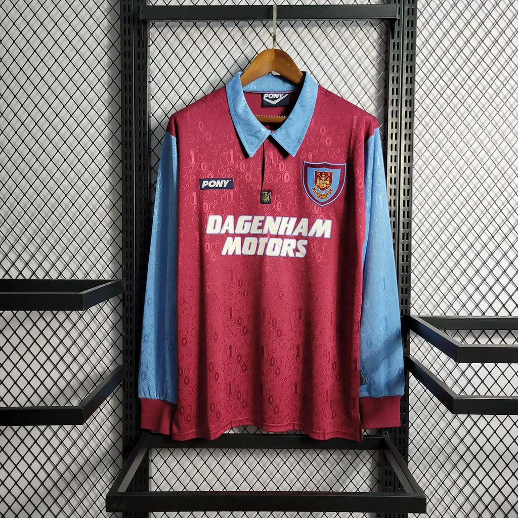 1995-1997 Retro West Ham United Maglia Home Maniche Lunghe
