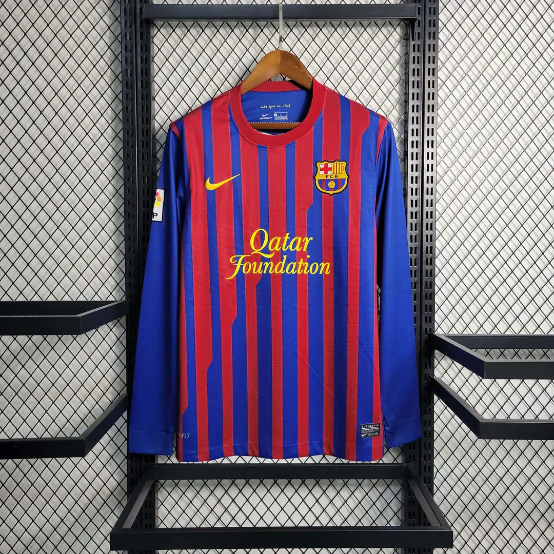 2011-2012 Barcellona Retro Maglia Casa Manica Lunga
