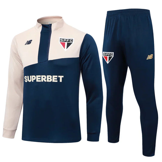 Tuta sportiva Sao Paolo blu scuro e beige