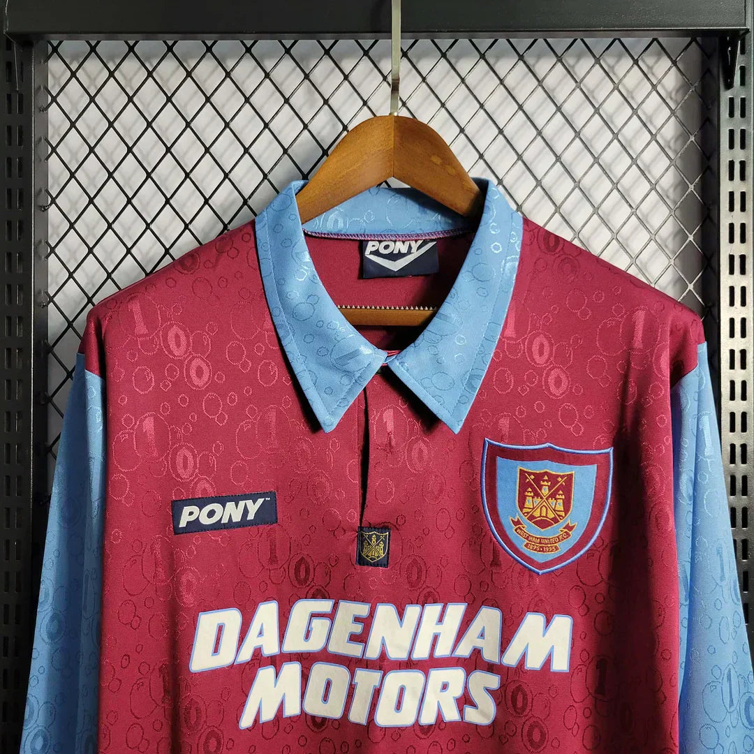 1995-1997 Retro West Ham United Maglia Home Maniche Lunghe