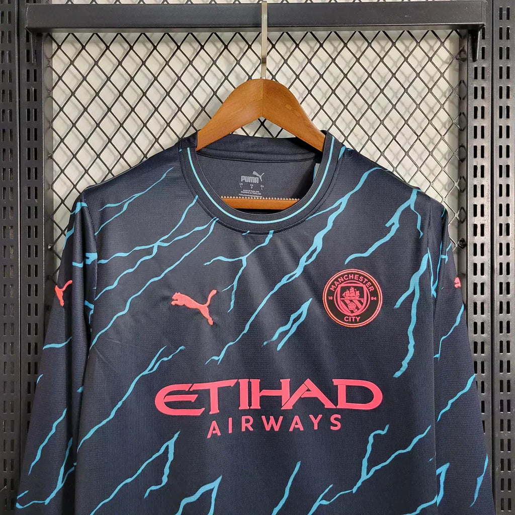2023/2024 Manchester City Trasferta Alternativa Manica Lunga