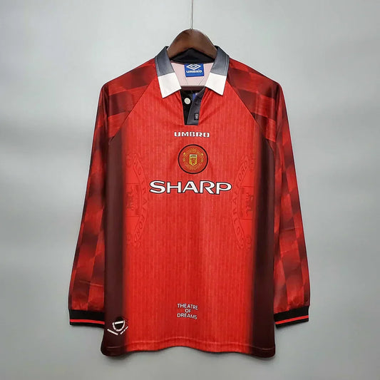 1996/1998 Manchester United Home Manica Lunga Rétro